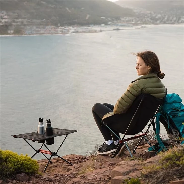 Outdoor Picnic Lightweight Folding Mesh Camping Table With Cup Holder